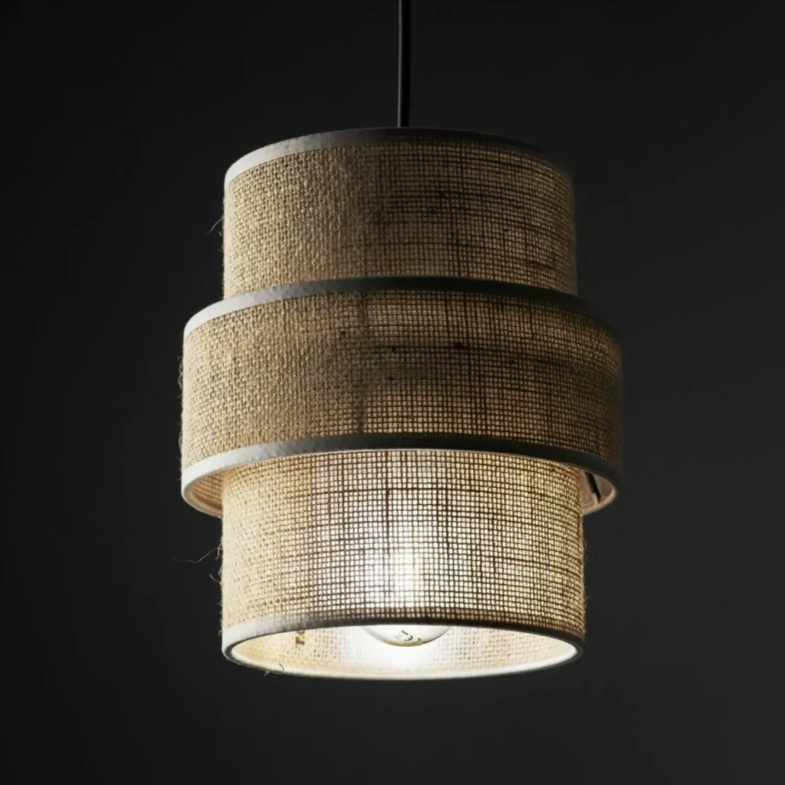Sklep Kaja Rustykalna lampa wisząca, beżowy abażur TK 5401 CALISTO JUTA | Kaja Fashion