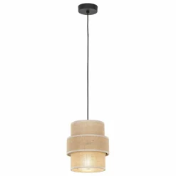 Sklep Kaja Rustykalna lampa wisząca, beżowy abażur TK 5401 CALISTO JUTA | Kaja Fashion