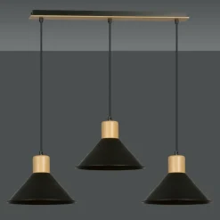 Sklep Kaja Rustykalna lampa wisząca, elementy drewna 1044/3 ROWEN | Kaja czarny New