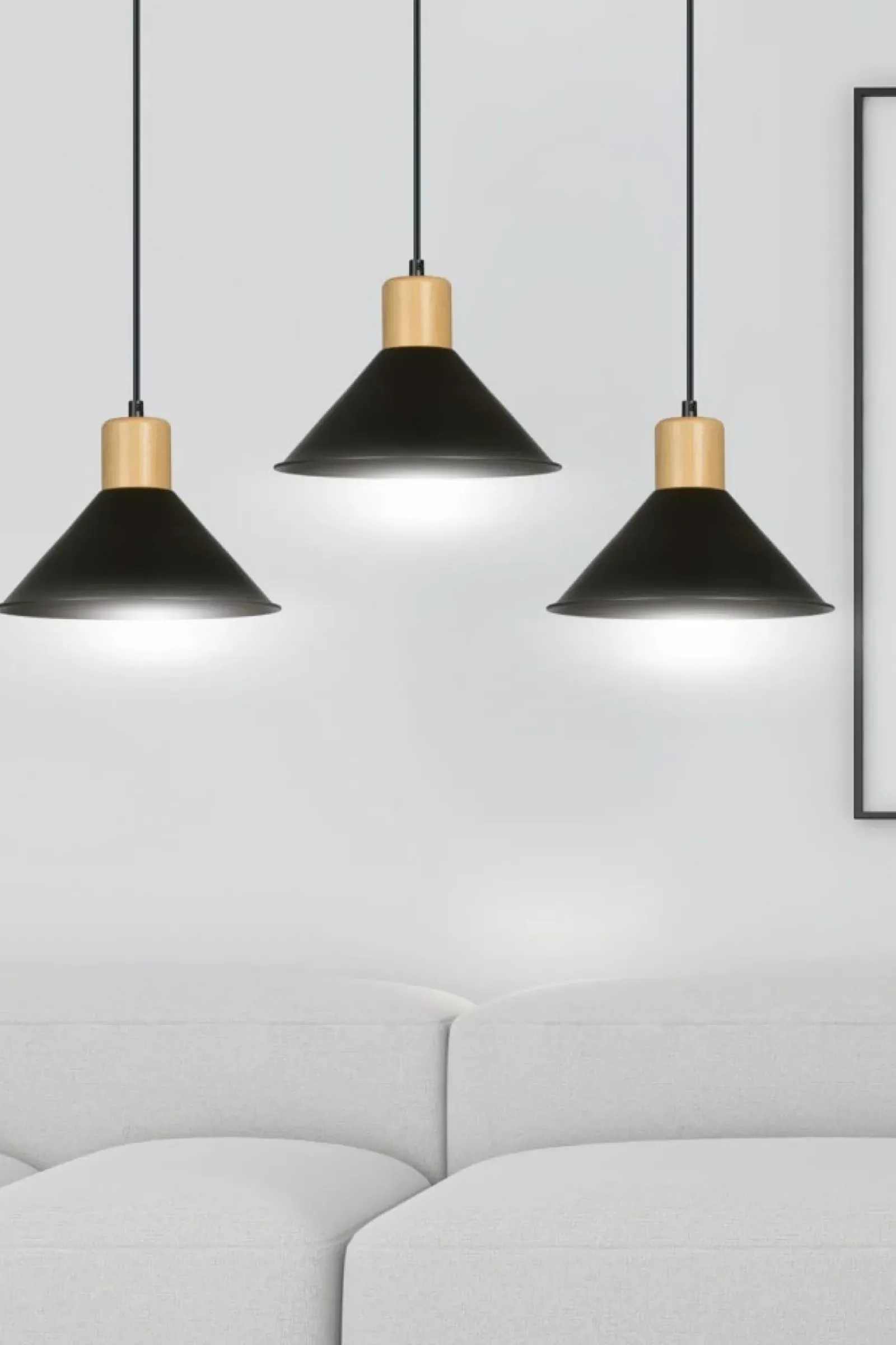 Sklep Kaja Rustykalna lampa wisząca, elementy drewna 1044/3 ROWEN | Kaja czarny New