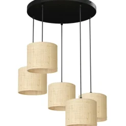 Sklep Kaja Rustykalna lampa wisząca, pięć abażurów LX 5283 z serii RATTAN | Kaja beżowy Sale