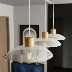 Sklep Kaja Rustykalna lampa wisząca z drewnem 1319/3 KOBE | Kaja Oświetlenie biały Discount