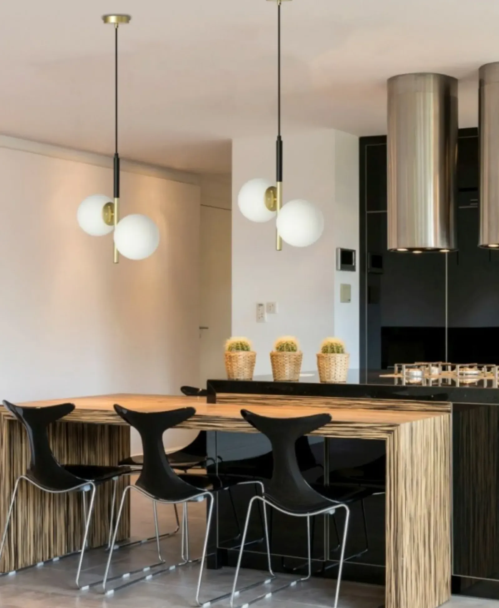 Sklep Kaja Smukła, czarno-złota lampa wisząca z kloszami 32-01269 DUO | Kaja Cheap
