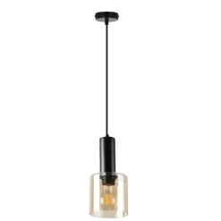 Sklep Kaja Smukła lampa wisząca z bursztynowym kloszem 31-21298 ISAR | Kaja Outlet