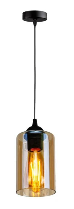 Sklep Kaja Smukła lampa wisząca z miodowym kloszem 31-00569 BISTRO | Kaja czarny Hot