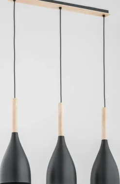 Sklep Kaja Smukła, potrójna lampa wisząca ozdobiona drewnem AL 62057 | Kaja Discount