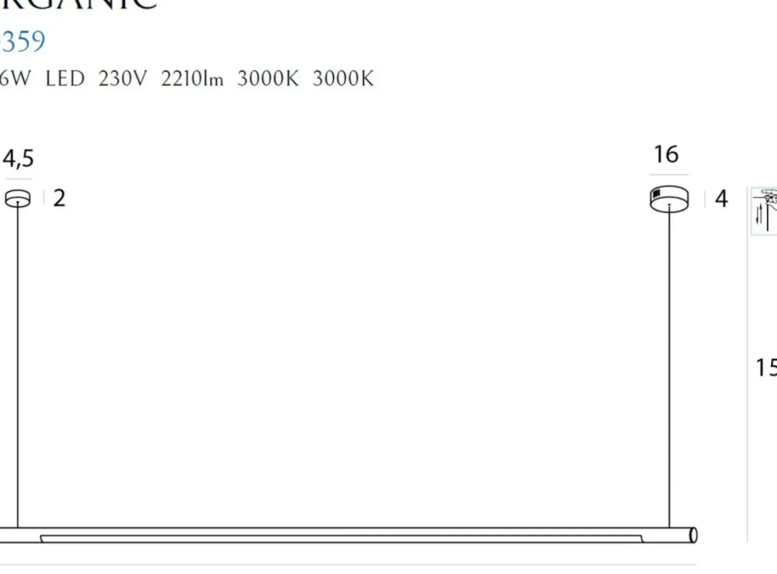 Sklep Kaja Srebrna lampa LED 150cm nad bar MX P0359 ORGANIC P | Kaja Oświetlenie Hot