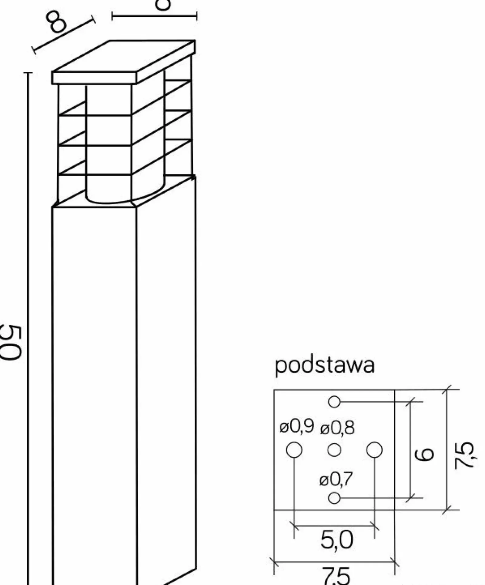 Sklep Kaja Srebrna lampa ogrodowa, prosta oprawa RADO II 2 AL z serii RADO II | Kaja Oświet* Lampy Ogrodowe Stojące