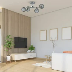 Sklep Kaja Srebrna lampa sufitowa z ozdobnymi kloszami ML9750 OAKLAND | Kaja Clearance