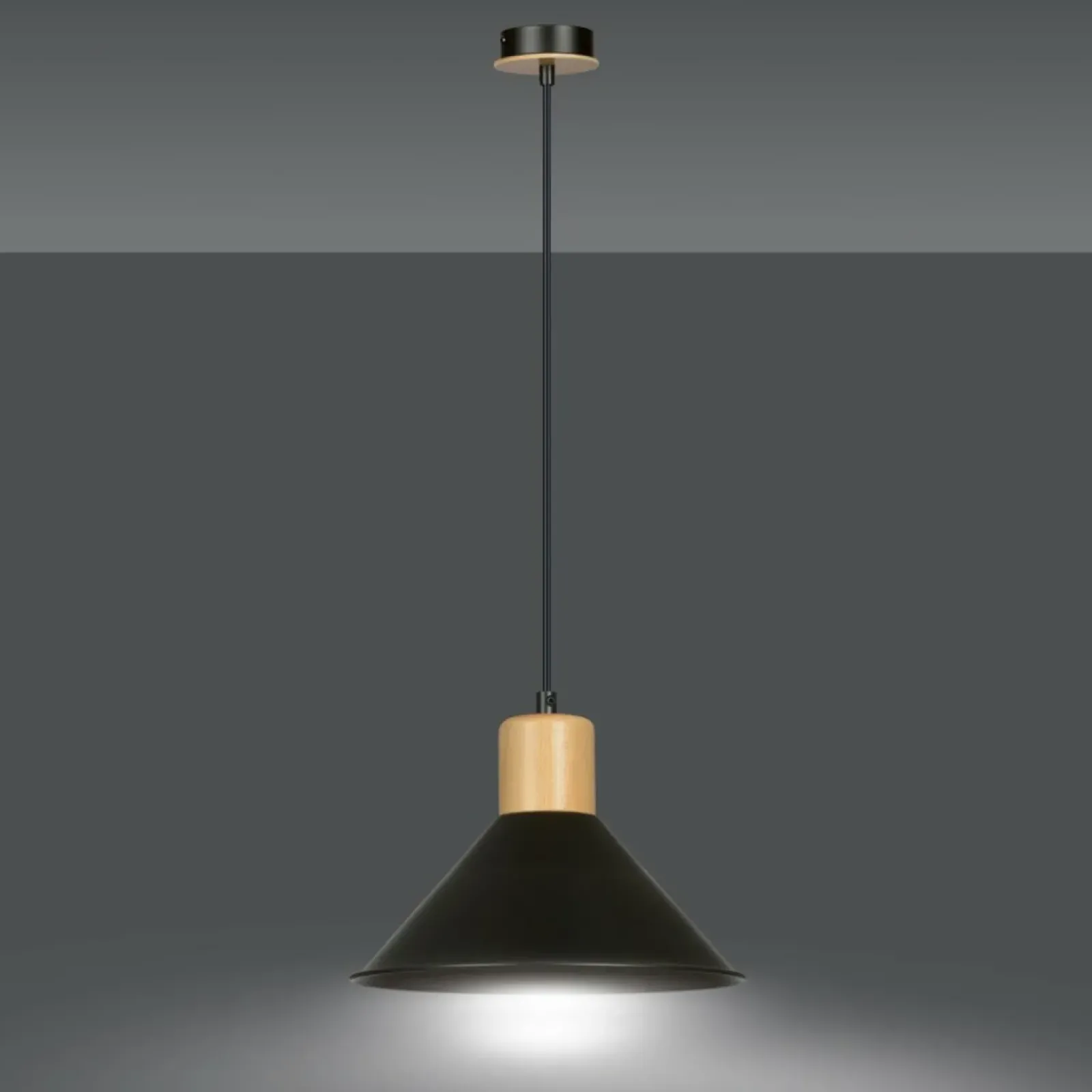 Sklep Kaja Stożkowa, czarna lampa wisząca do kuchni 1044/1 ROWEN | Kaja czarny Fashion