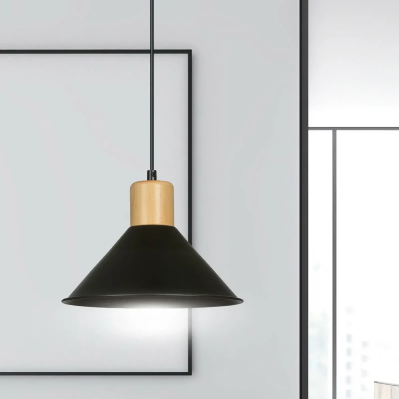 Sklep Kaja Stożkowa, czarna lampa wisząca do kuchni 1044/1 ROWEN | Kaja czarny Fashion