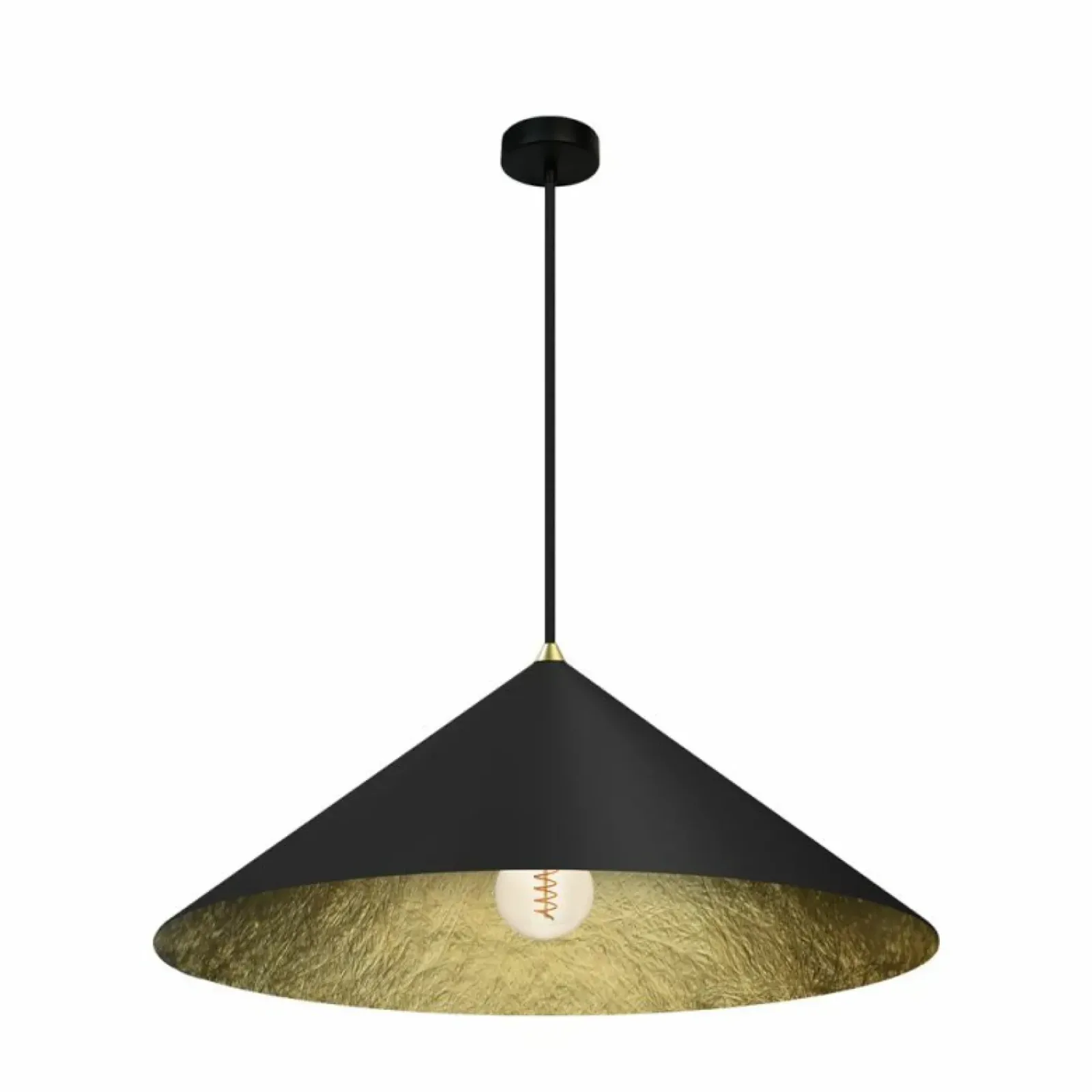 Sklep Kaja Stożkowa, czarno-złota lampa wisząca ⌀50cm MLP0645 FUJI | Kaja Clearance