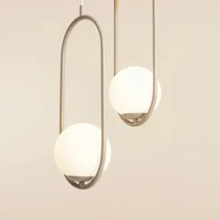 Sklep Kaja Stylowa, beżowa lampa wisząca z dwoma kulami 1086G17 z serii RIVA Zadzwońporabattel.783200183(8-16)/mailsklep@kaja.com.pl Sale