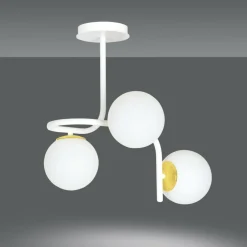 Sklep Kaja Stylowa, biało-złota lampa sufitowa do kuchni 1033/3 RAGNAR | Kaja Store