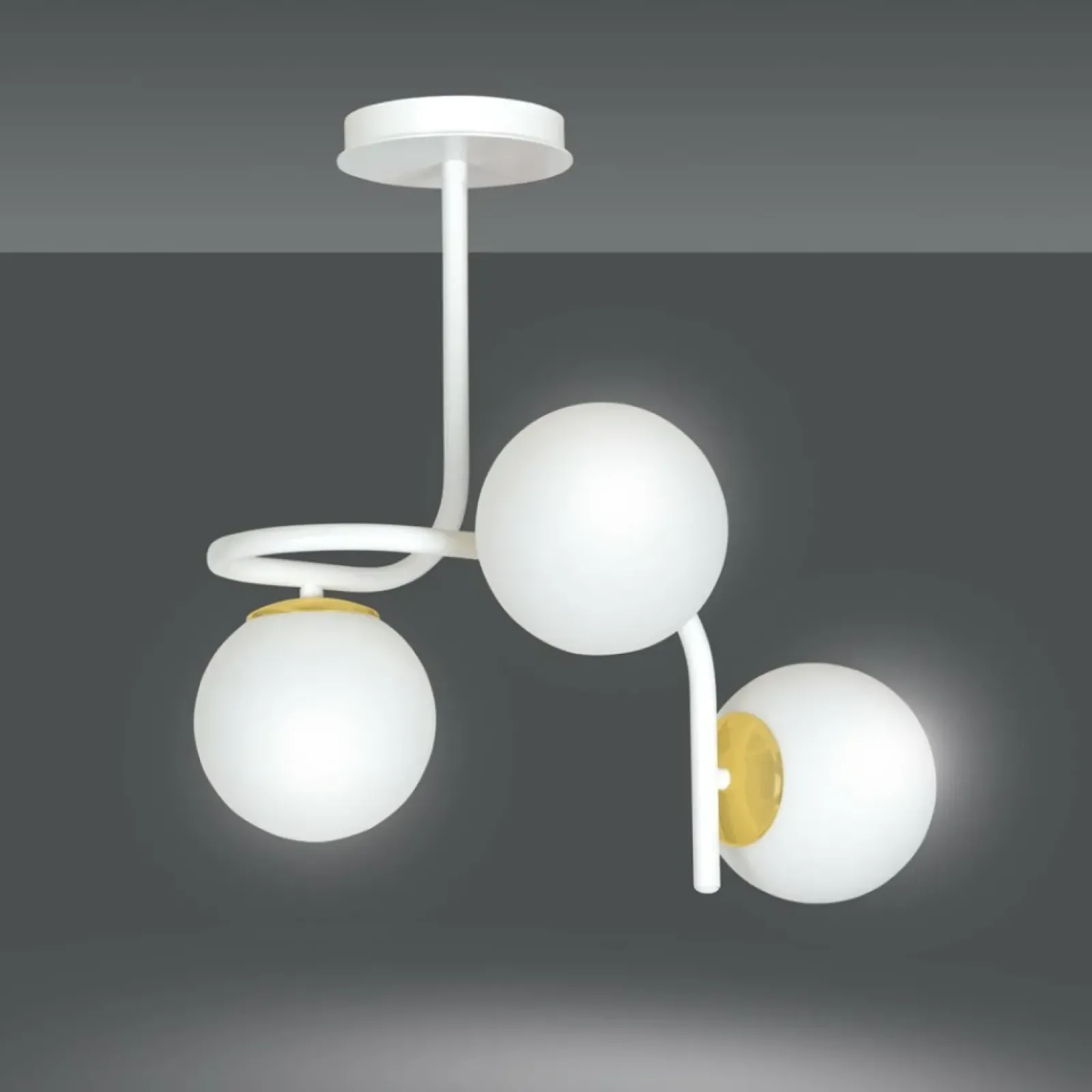 Sklep Kaja Stylowa, biało-złota lampa sufitowa do kuchni 1033/3 RAGNAR | Kaja Store