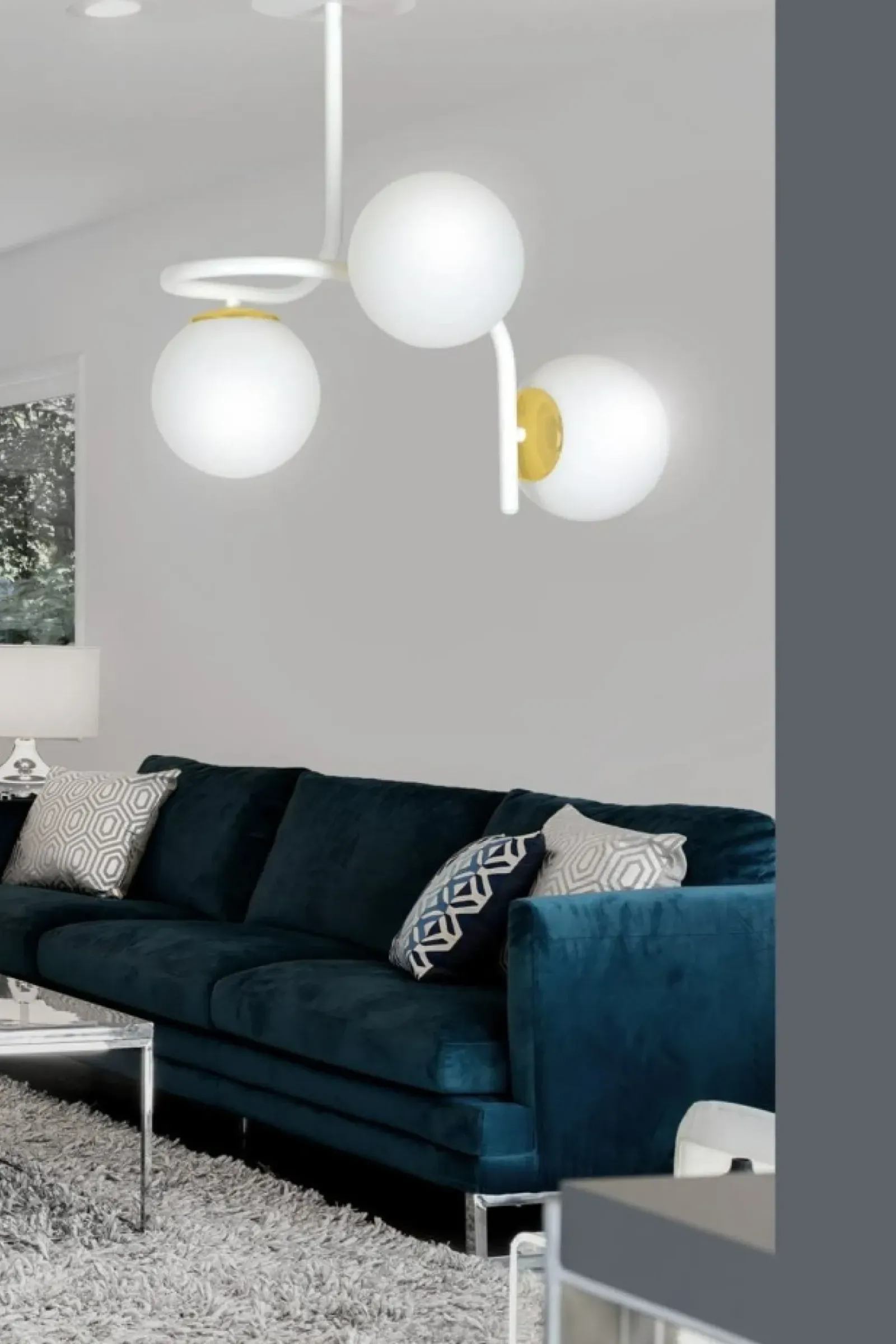 Sklep Kaja Stylowa, biało-złota lampa sufitowa do kuchni 1033/3 RAGNAR | Kaja Store