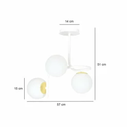 Sklep Kaja Stylowa, biało-złota lampa sufitowa do kuchni 1033/3 RAGNAR | Kaja Store