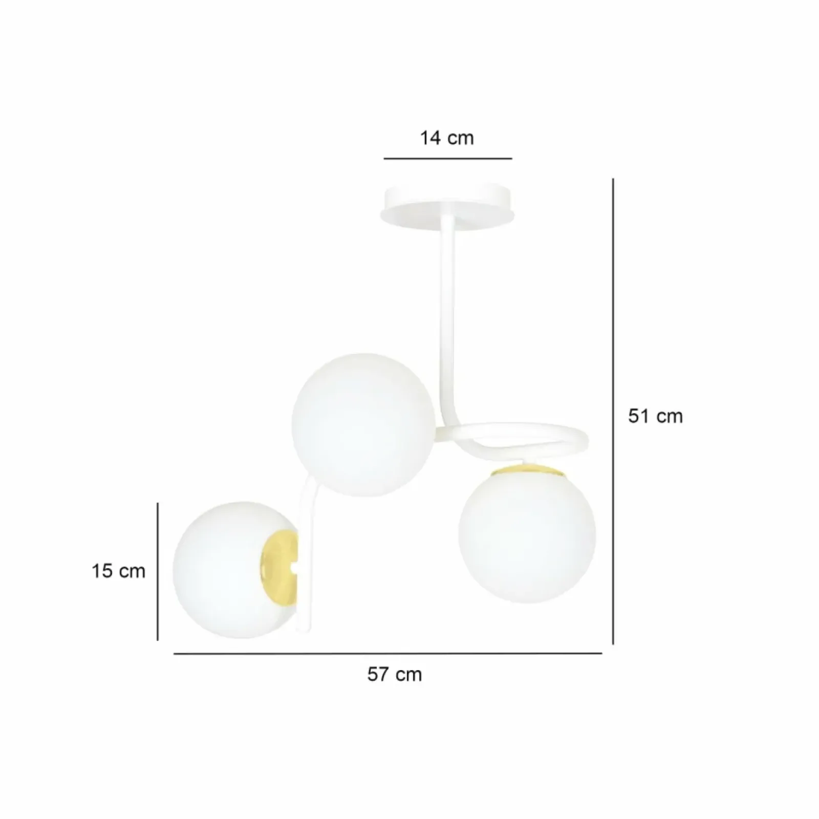 Sklep Kaja Stylowa, biało-złota lampa sufitowa do kuchni 1033/3 RAGNAR | Kaja Store