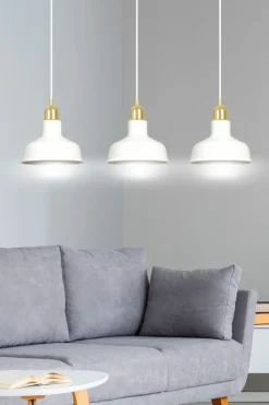 Sklep Kaja Stylowa, biało-złota lampa wisząca nad stół 1043/3 IBOR | Kaja biały Discount