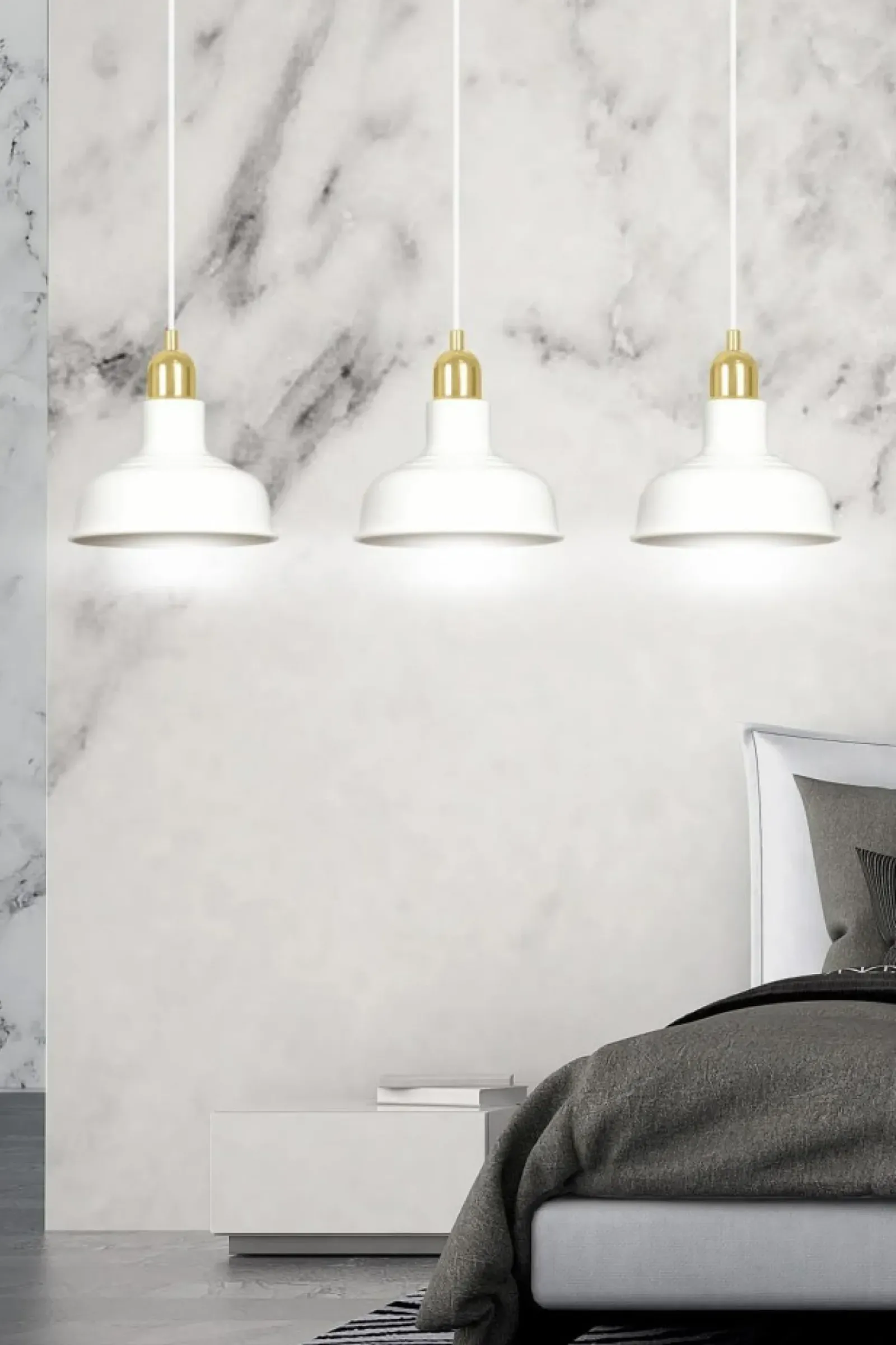 Sklep Kaja Stylowa, biało-złota lampa wisząca nad stół 1043/3 IBOR | Kaja biały Discount