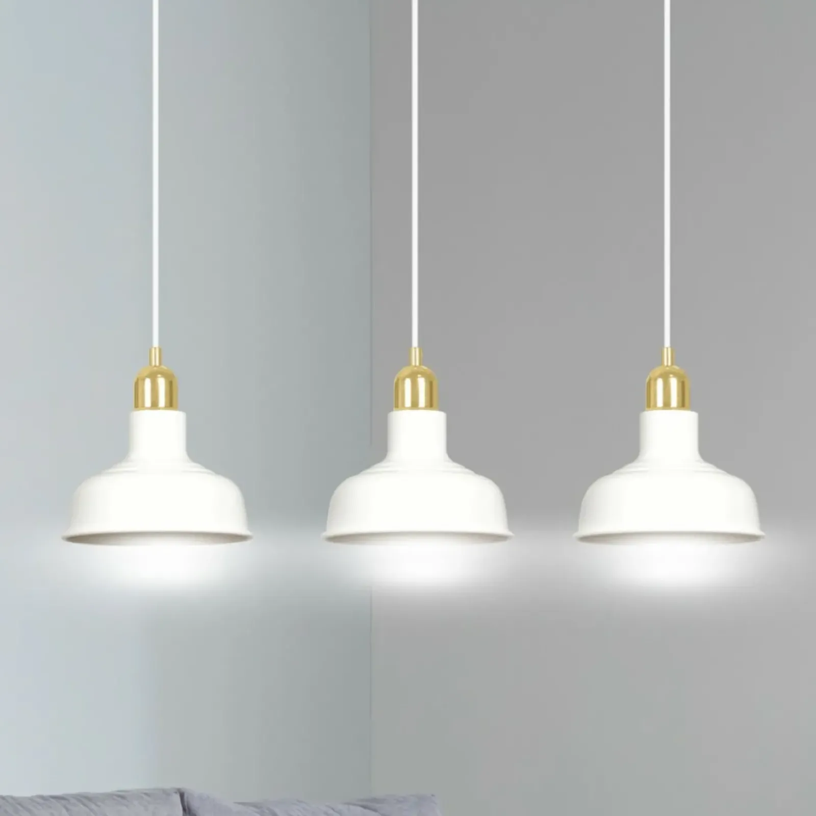 Sklep Kaja Stylowa, biało-złota lampa wisząca nad stół 1043/3 IBOR | Kaja biały Discount