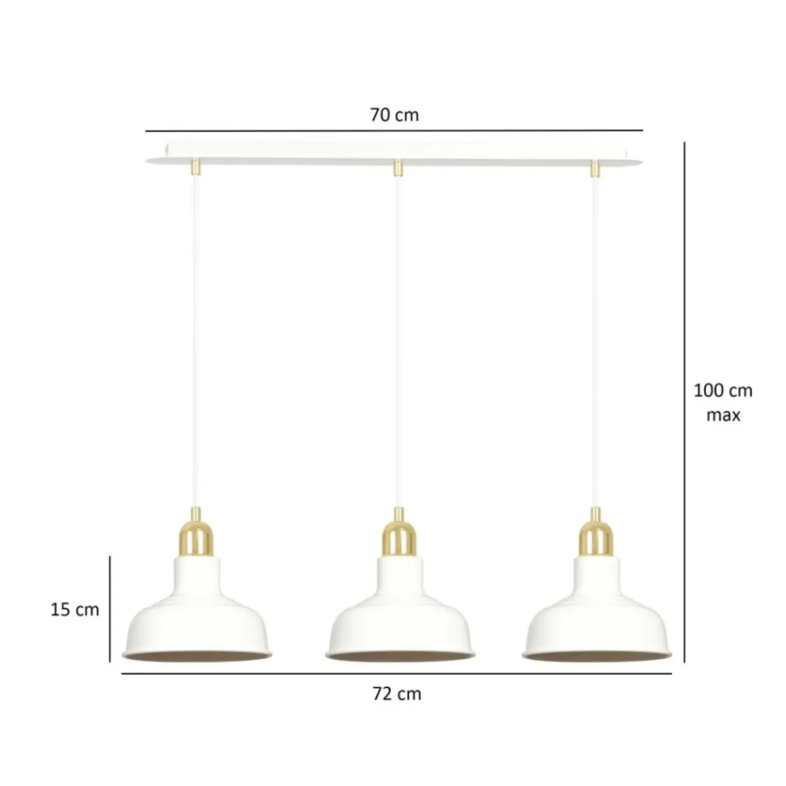 Sklep Kaja Stylowa, biało-złota lampa wisząca nad stół 1043/3 IBOR | Kaja biały Discount