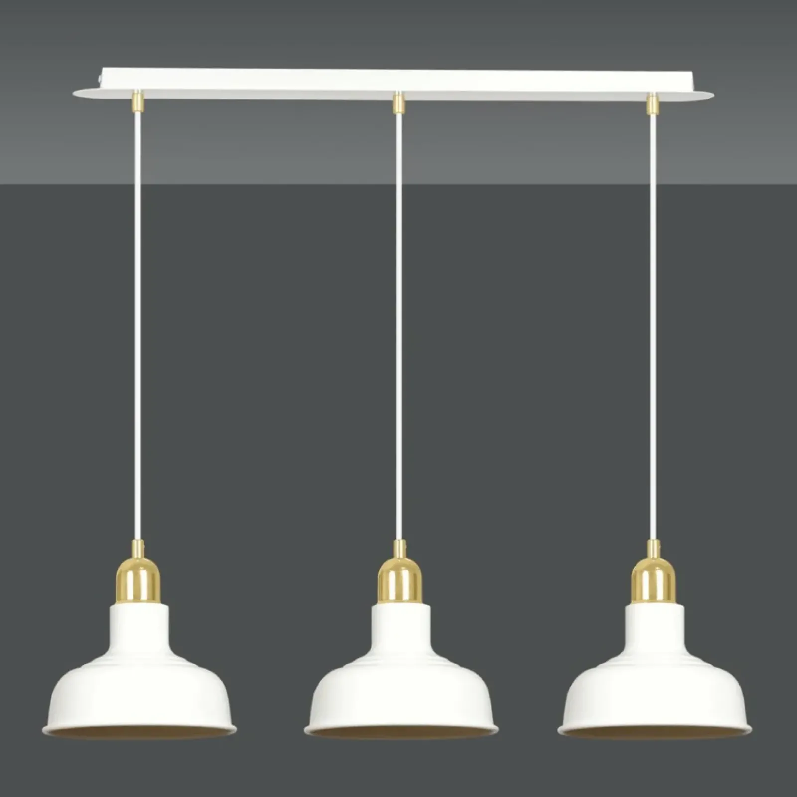Sklep Kaja Stylowa, biało-złota lampa wisząca nad stół 1043/3 IBOR | Kaja biały Discount