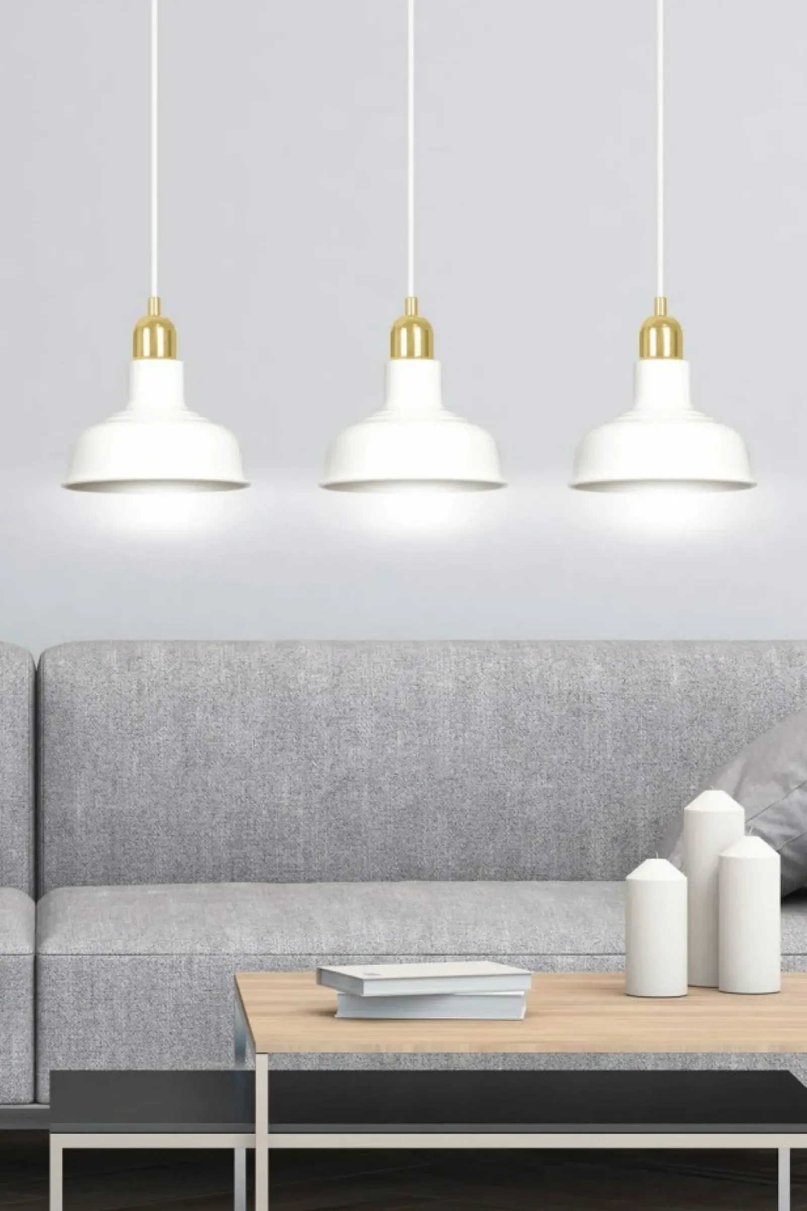 Sklep Kaja Stylowa, biało-złota lampa wisząca nad stół 1043/3 IBOR | Kaja biały Discount