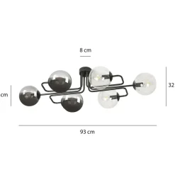 Sklep Kaja Stylowa czarna lampa sufitowa z kloszami 834/6A3 | Kaja Oświetlenie Cheap