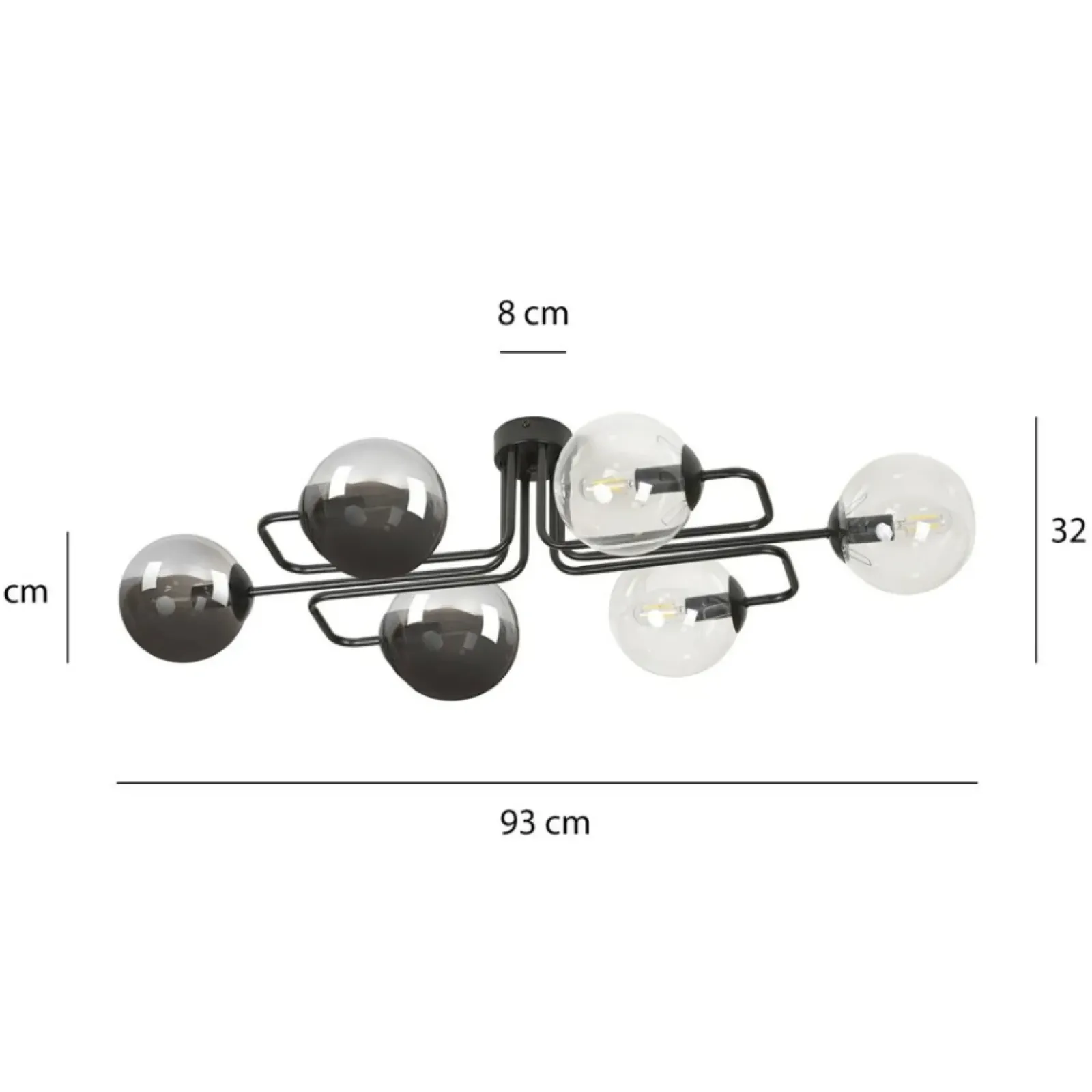 Sklep Kaja Stylowa czarna lampa sufitowa z kloszami 834/6A3 | Kaja Oświetlenie Cheap