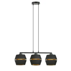 Sklep Kaja Stylowa, czarno-złota lampa wisząca - trzy źródła 1183/3 z serii PIANO czarny Sale