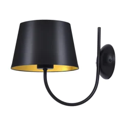 Sklep Kaja Stylowa lampa ścienna z czarno-złotym abażurem K-4337 | Kaja* Kinkiety Tradycyjne|Kinkiety Z Abażurem