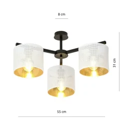 Sklep Kaja Stylowa lampa sufitowa z biało-złotymi abażurami 1145/3 JORDAN | Kaja Best