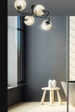 Sklep Kaja Stylowa lampa sufitowa z 4 miodowymi kloszami 833/4 | Kaja Oświetlenie Sale
