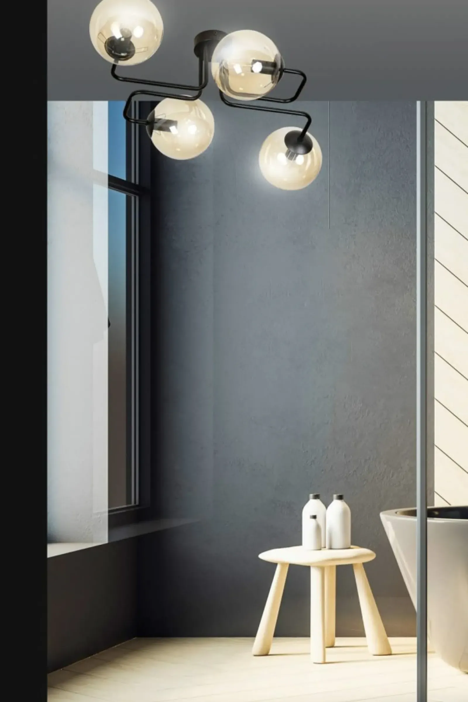Sklep Kaja Stylowa lampa sufitowa z 4 miodowymi kloszami 833/4 | Kaja Oświetlenie Sale