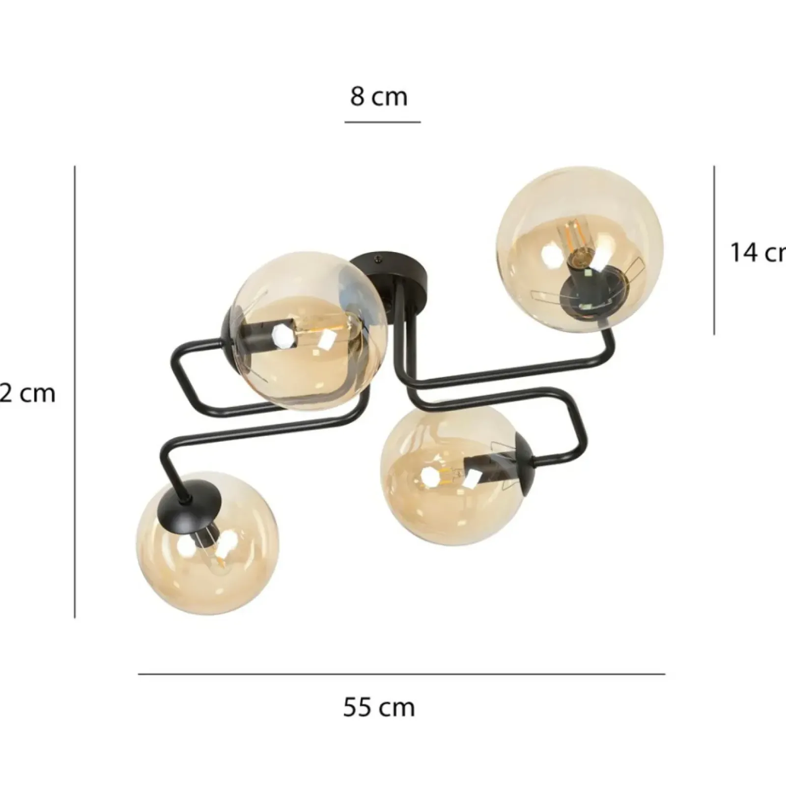 Sklep Kaja Stylowa lampa sufitowa z 4 miodowymi kloszami 833/4 | Kaja Oświetlenie Sale