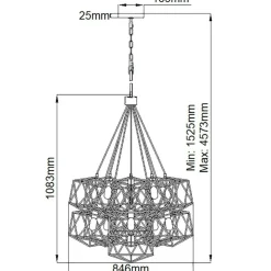 Sklep Kaja Stylowa lampa wisząca dająca dużo światła HK-ASTRID-11P z serii ASTRID* Randole Tradycyjne
