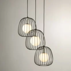 Sklep Kaja Stylowa lampa wisząca, druciane klosze SIG 40725 BELL | Kaja Sale