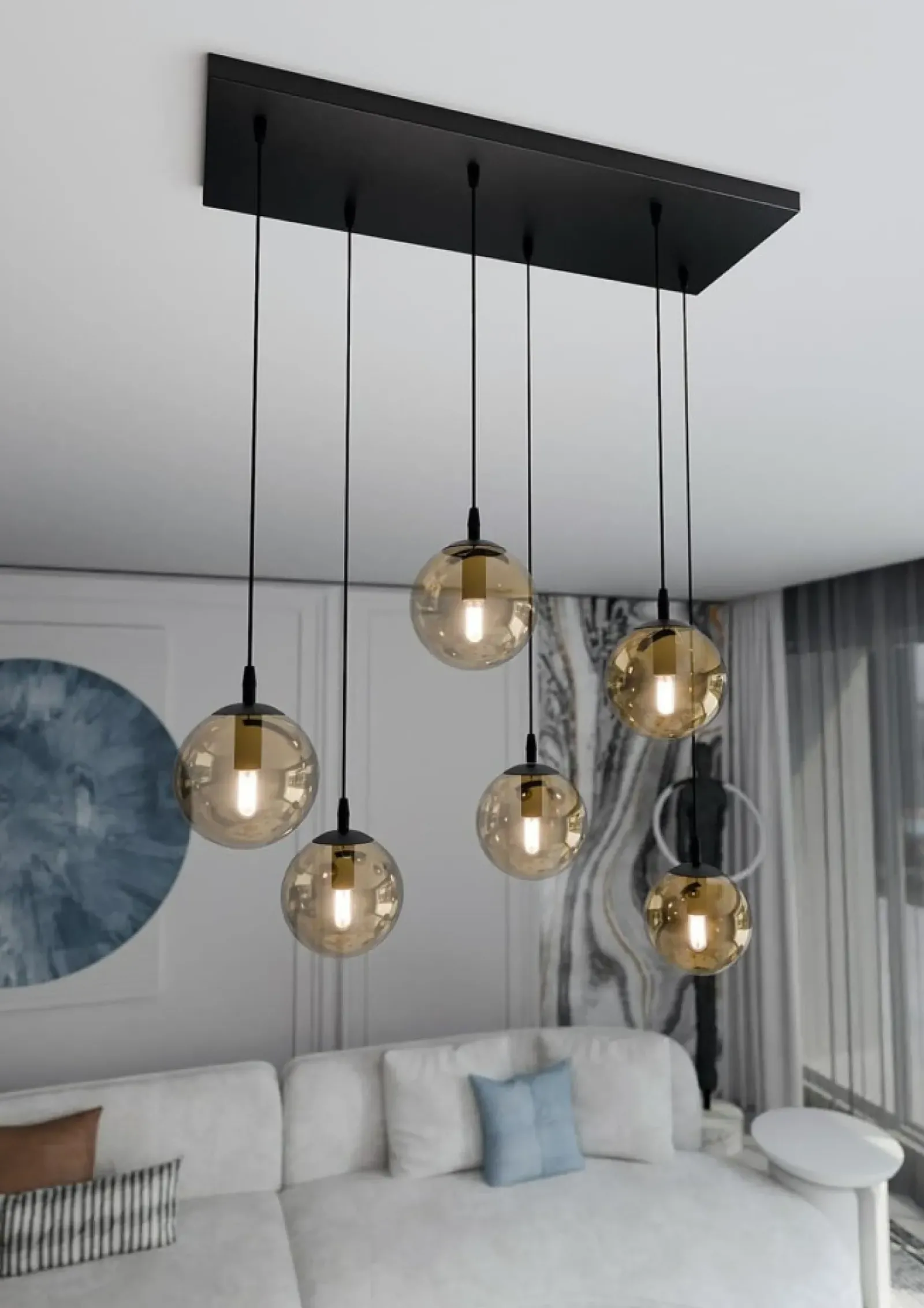 Sklep Kaja Stylowa lampa wisząca na listwie w kolorze miodu 713/6 | Kaja Fashion