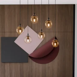 Sklep Kaja Stylowa lampa wisząca na listwie w kolorze miodu 713/6 | Kaja Fashion