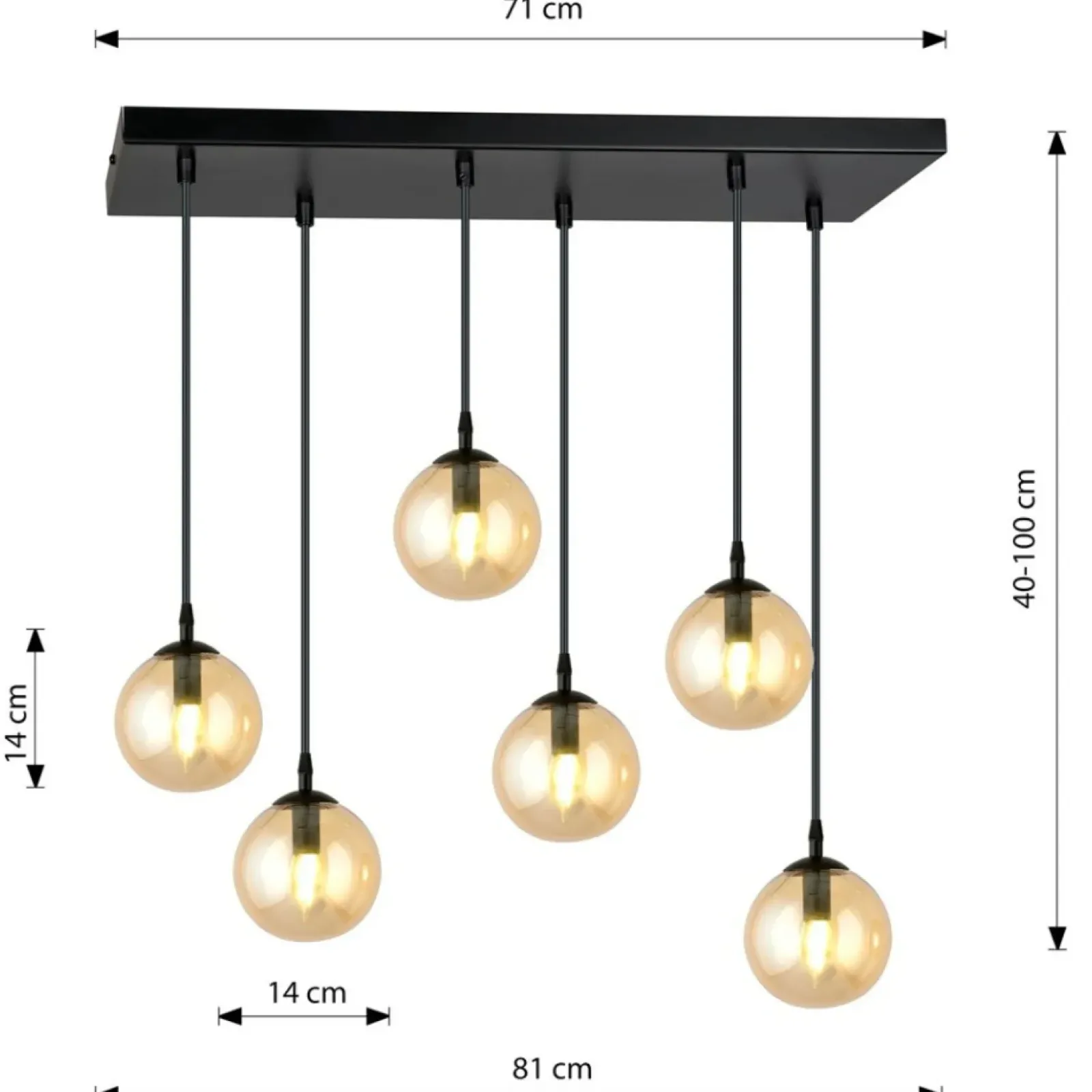 Sklep Kaja Stylowa lampa wisząca na listwie w kolorze miodu 713/6 | Kaja Fashion