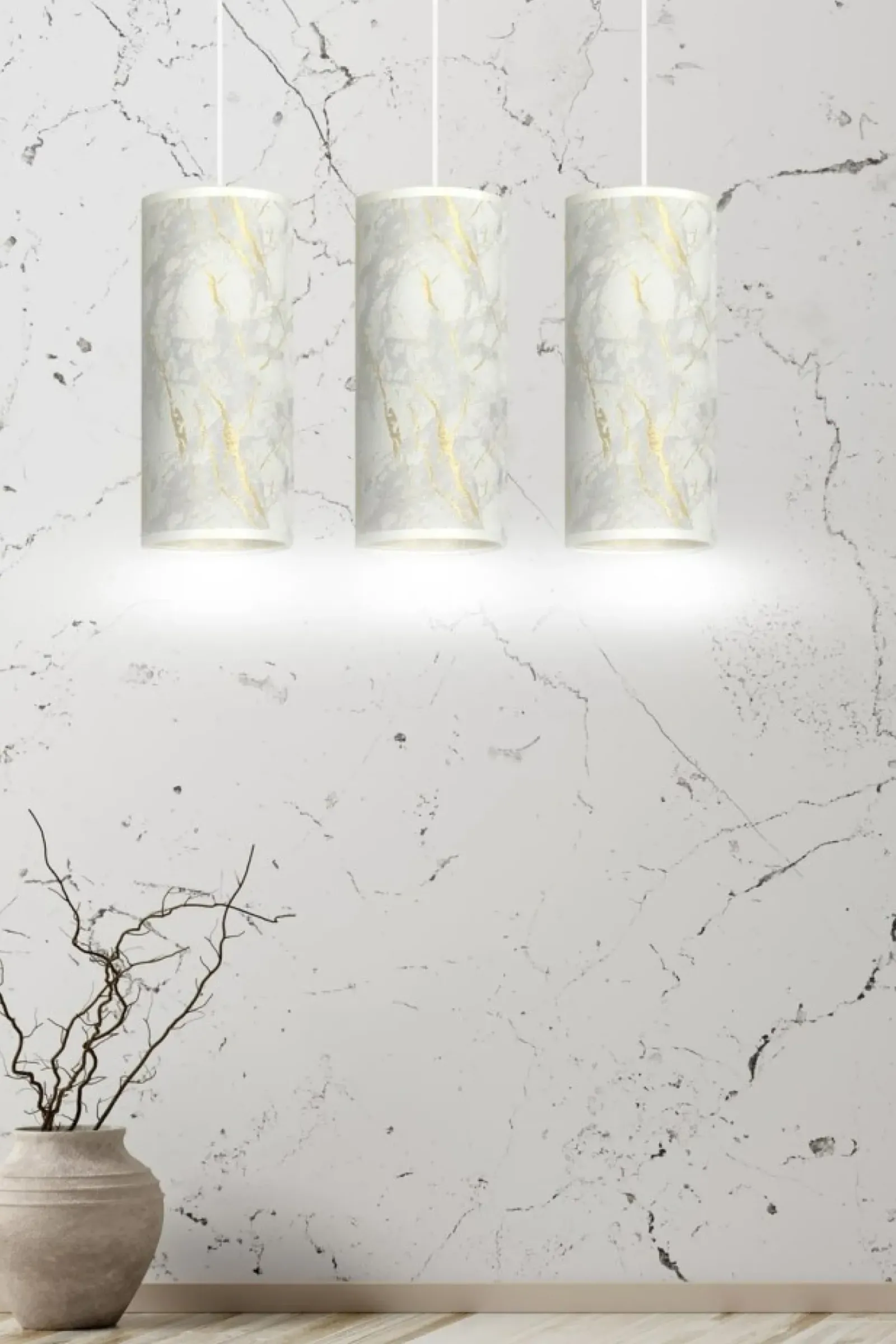 Sklep Kaja Stylowa lampa wisząca, wzór marmuru 1057/3 KARLI | Kaja Oświetlenie biały Cheap