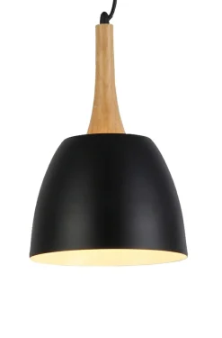 Sklep Kaja Stylowa lampa wisząca z drewnianą oprawką AZ1332 PRATO | Kaja czarny Shop