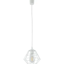 Sklep Kaja Stylowa lampa wisząca z drucianym kloszem TK 6211 z serii DIAMOND NEW biały Discount
