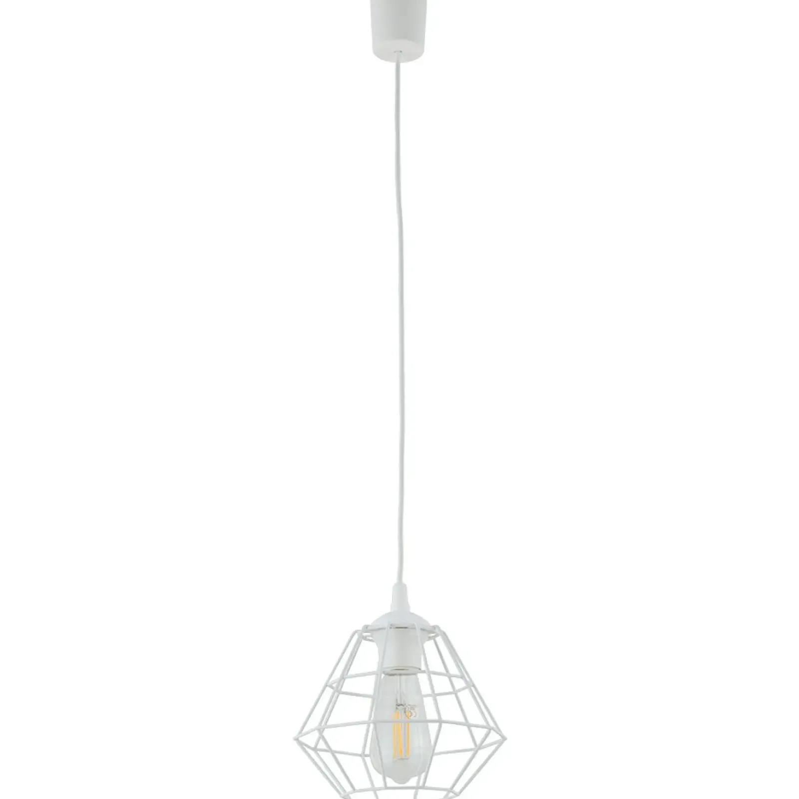 Sklep Kaja Stylowa lampa wisząca z drucianym kloszem TK 6211 z serii DIAMOND NEW biały Discount