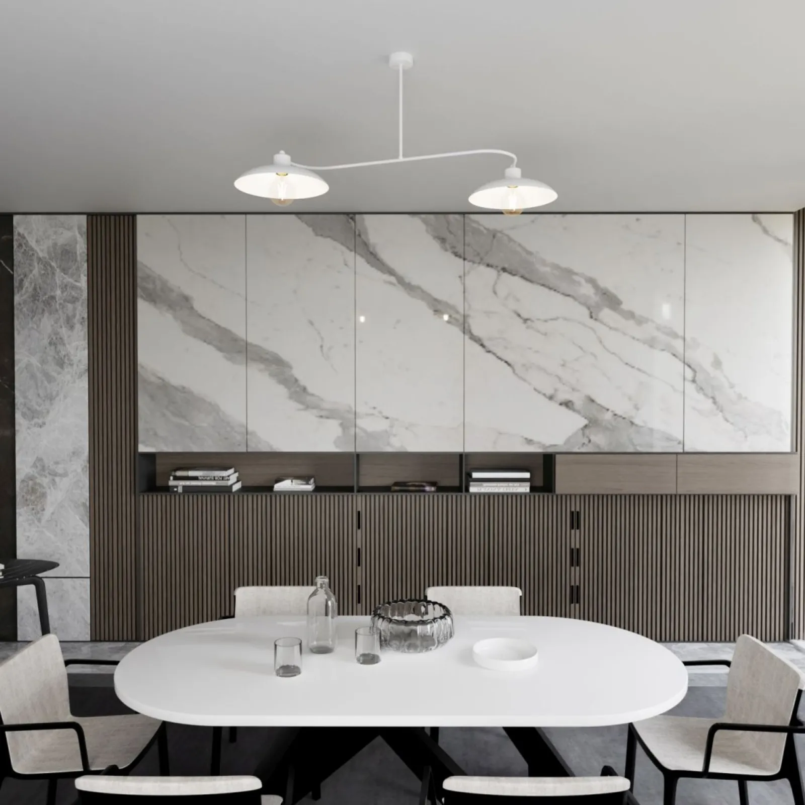 Sklep Kaja Stylowa lampa z szerokimi kloszami 1354/2 FOSTER 2 WHITE | Kaja* Randole Tradycyjne
