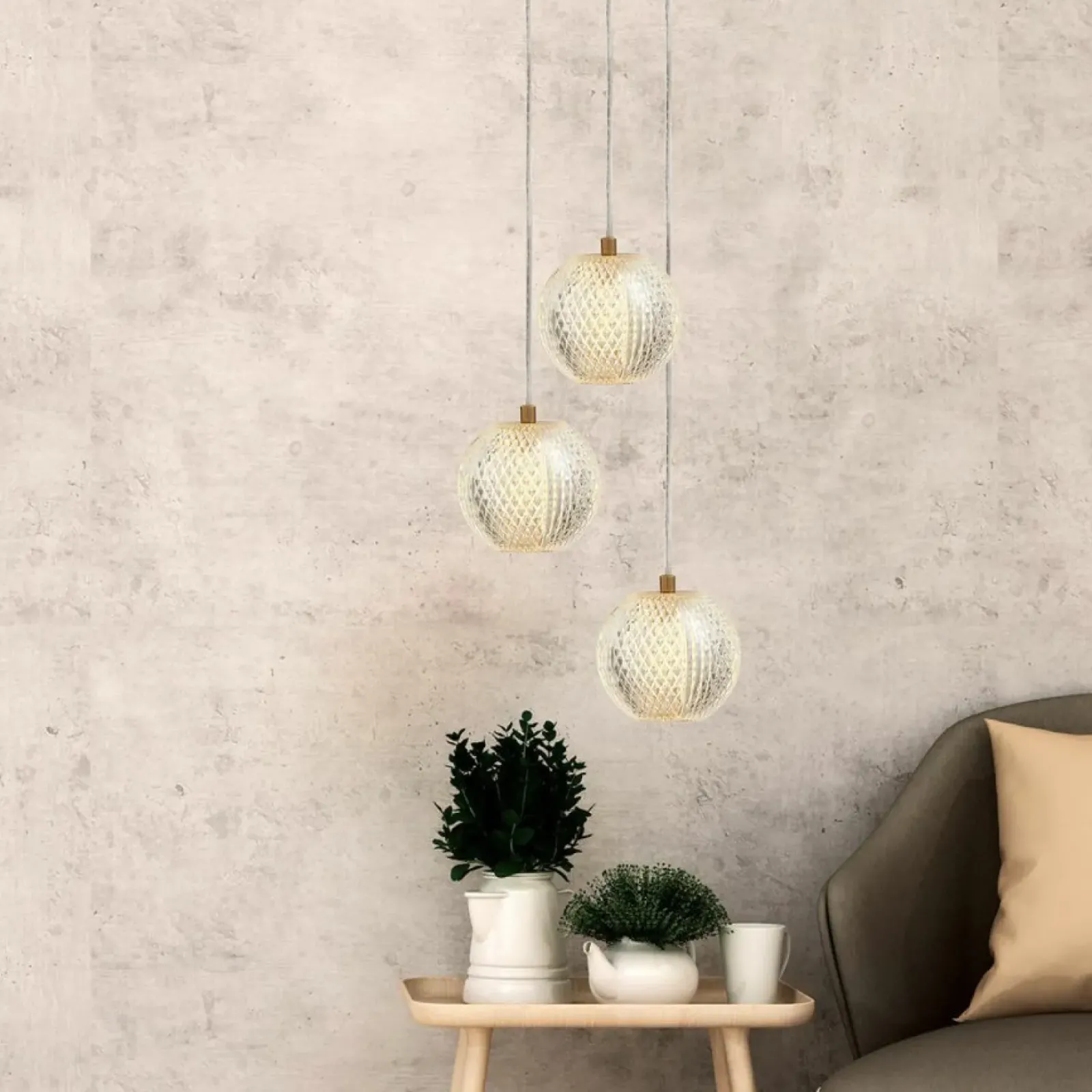 Sklep Kaja Stylowa, złota lampa wisząca z kloszami LP-2202/3P GD DIAMOND | Kaja Cheap