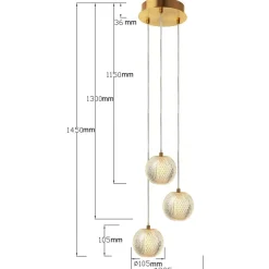 Sklep Kaja Stylowa, złota lampa wisząca z kloszami LP-2202/3P GD DIAMOND | Kaja Cheap