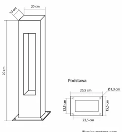 Sklep Kaja Słupek oświetleniowy, na żarówkę GU10, IP65 RE-900 z serii REKTAN | Kaja Oświetl* Lampy Ogrodowe Stojące