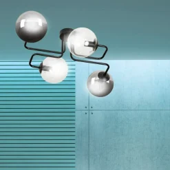 Sklep Kaja Symetryczna czarna lampa sufitowa z kloszami 843/4M3 | Kaja Best